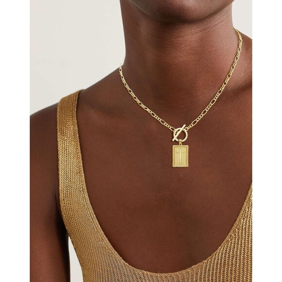 Gold Cross Necklace for Women Chunky Toggle Pendant Faith Gift - Picture 5 of 6